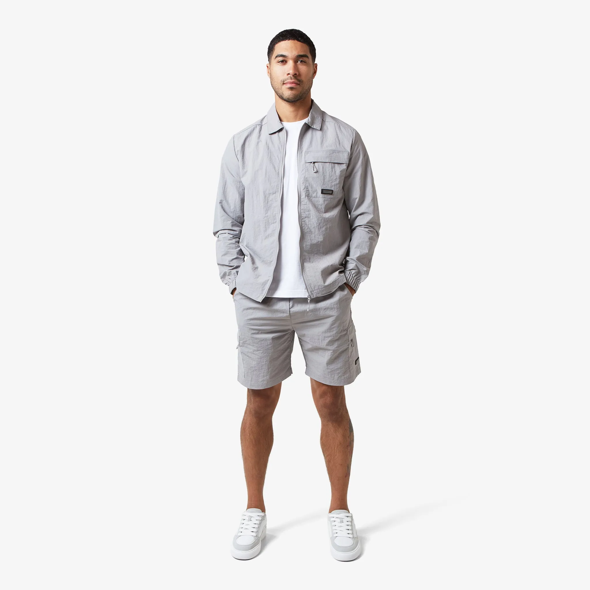 Crinkle Nylon Tech Twinset | Frost Grey