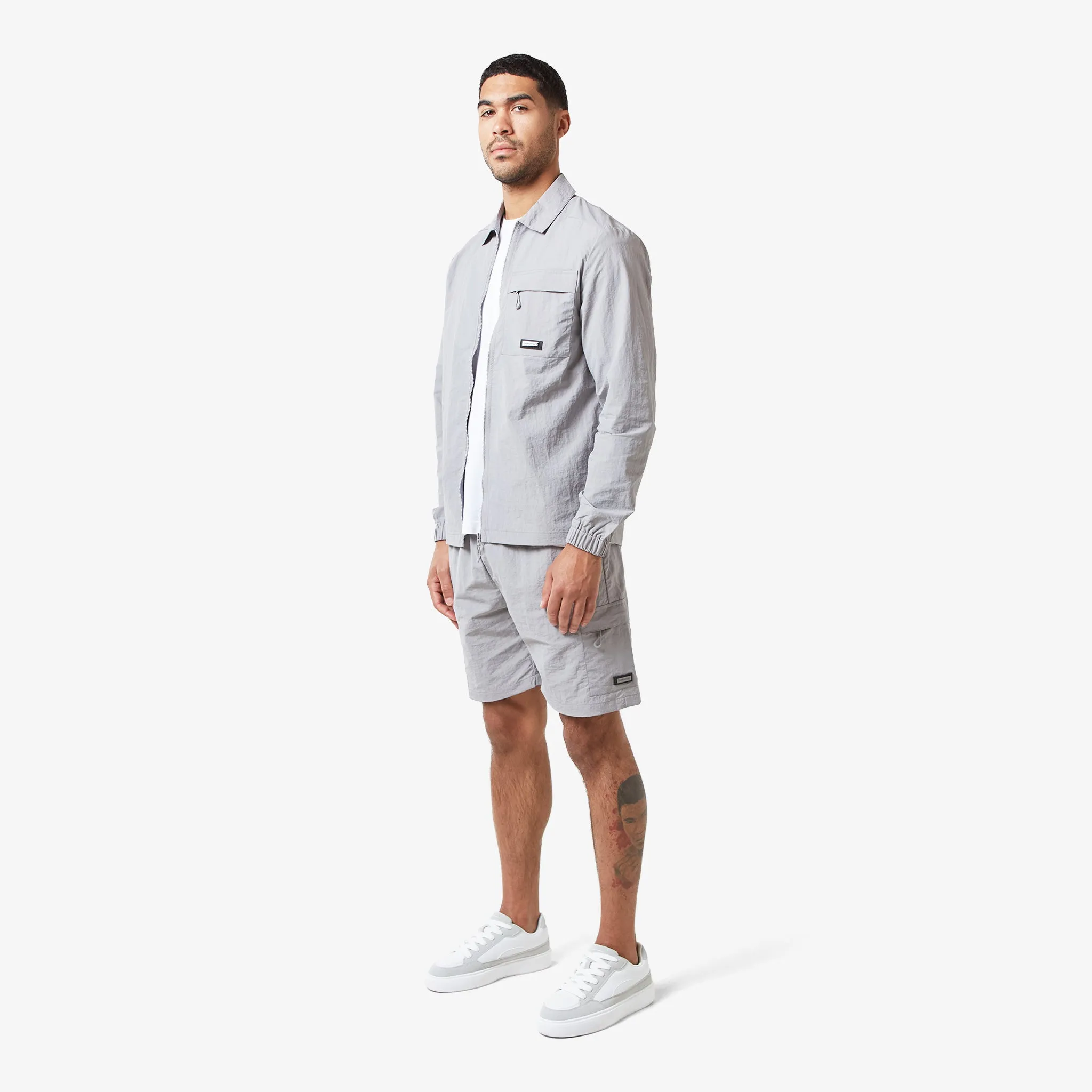 Crinkle Nylon Tech Twinset | Frost Grey