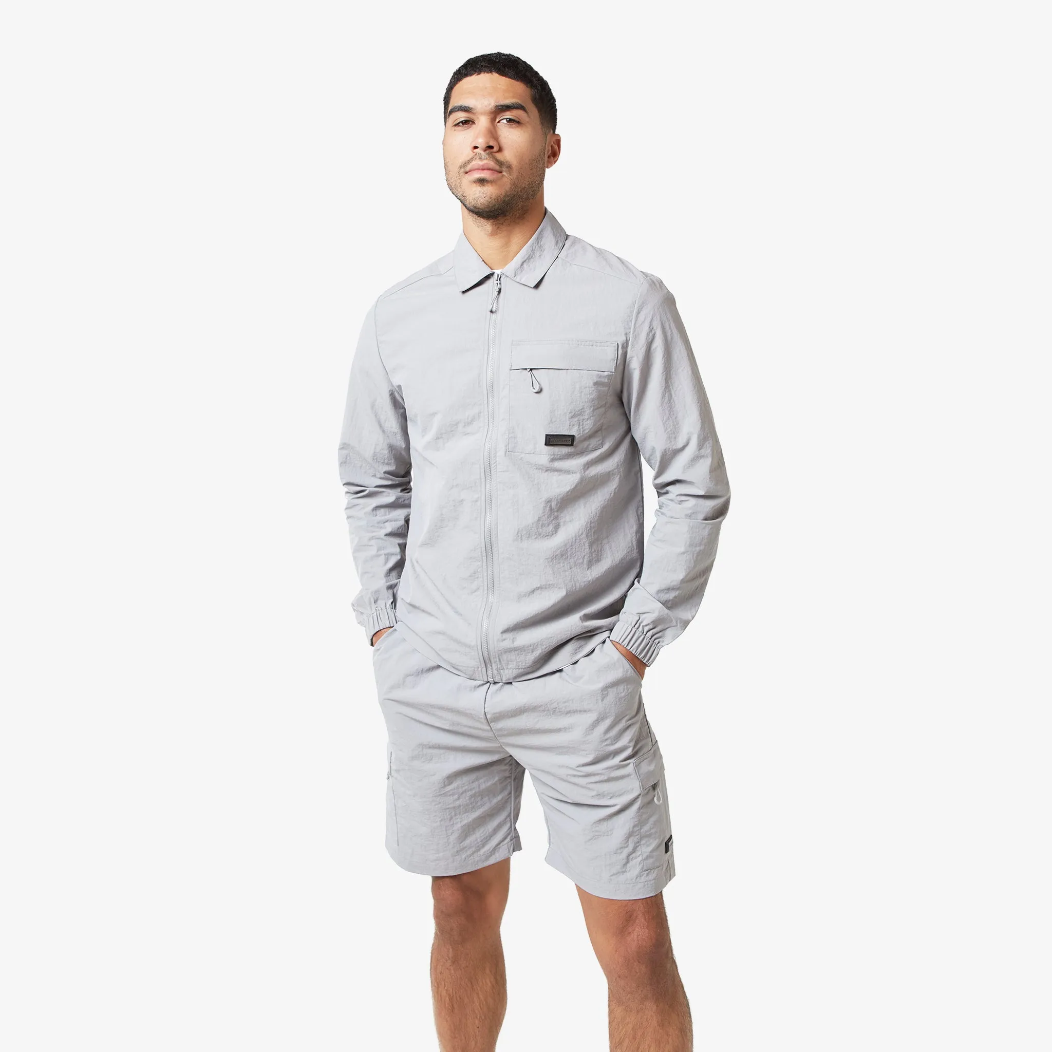 Crinkle Nylon Tech Twinset | Frost Grey