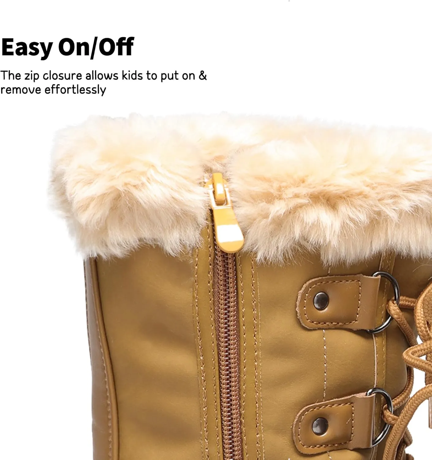 DREAM PAIRS Boys & Girls Faux Fur-Lined Ankle Winter Snow Boots
