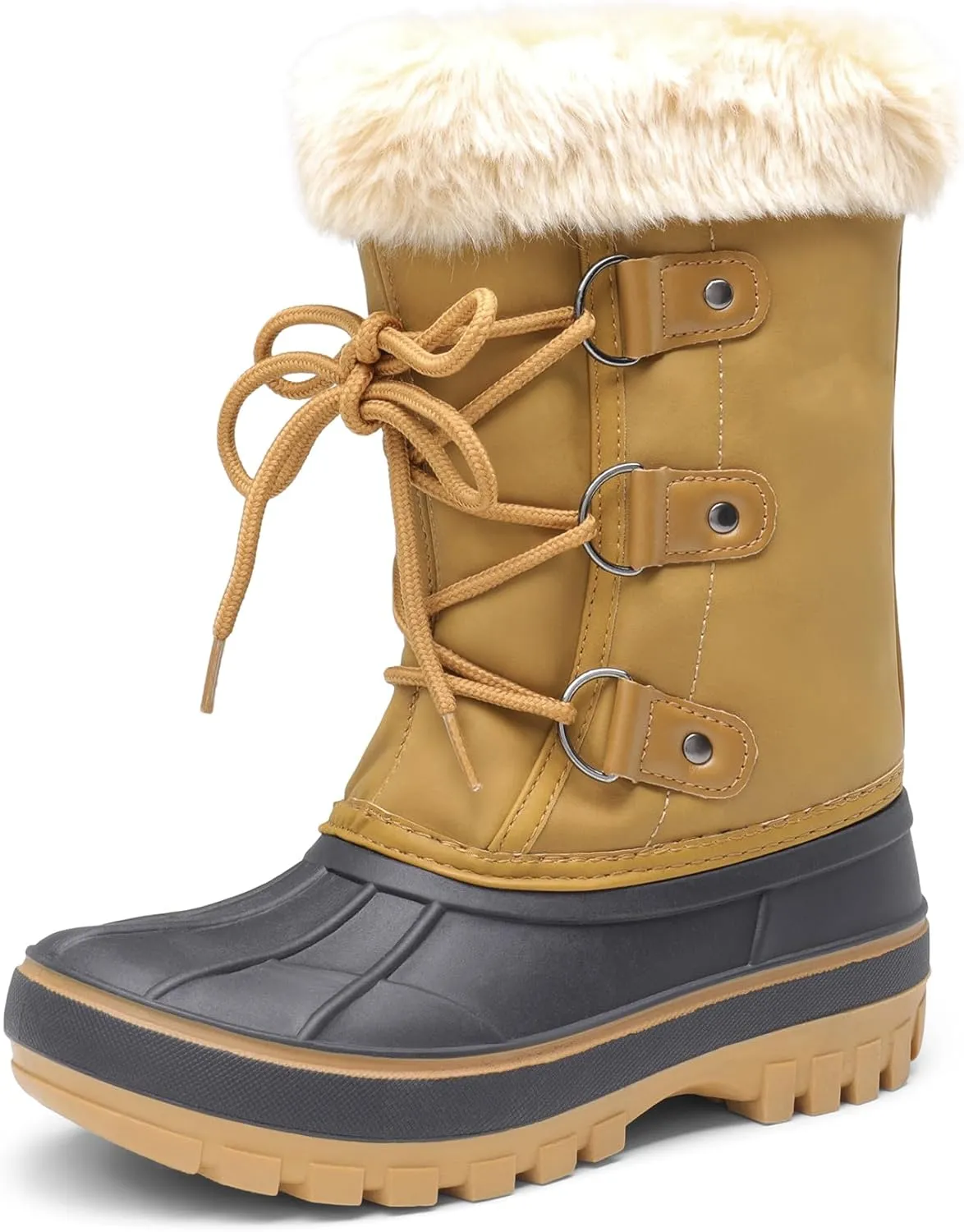 DREAM PAIRS Boys & Girls Faux Fur-Lined Ankle Winter Snow Boots