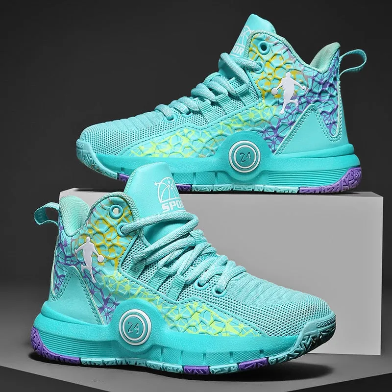 Kids Boys Basketball Shoes Kids Sneakers Non-Slip Sports Girls Basketball Training Tennis Shoes