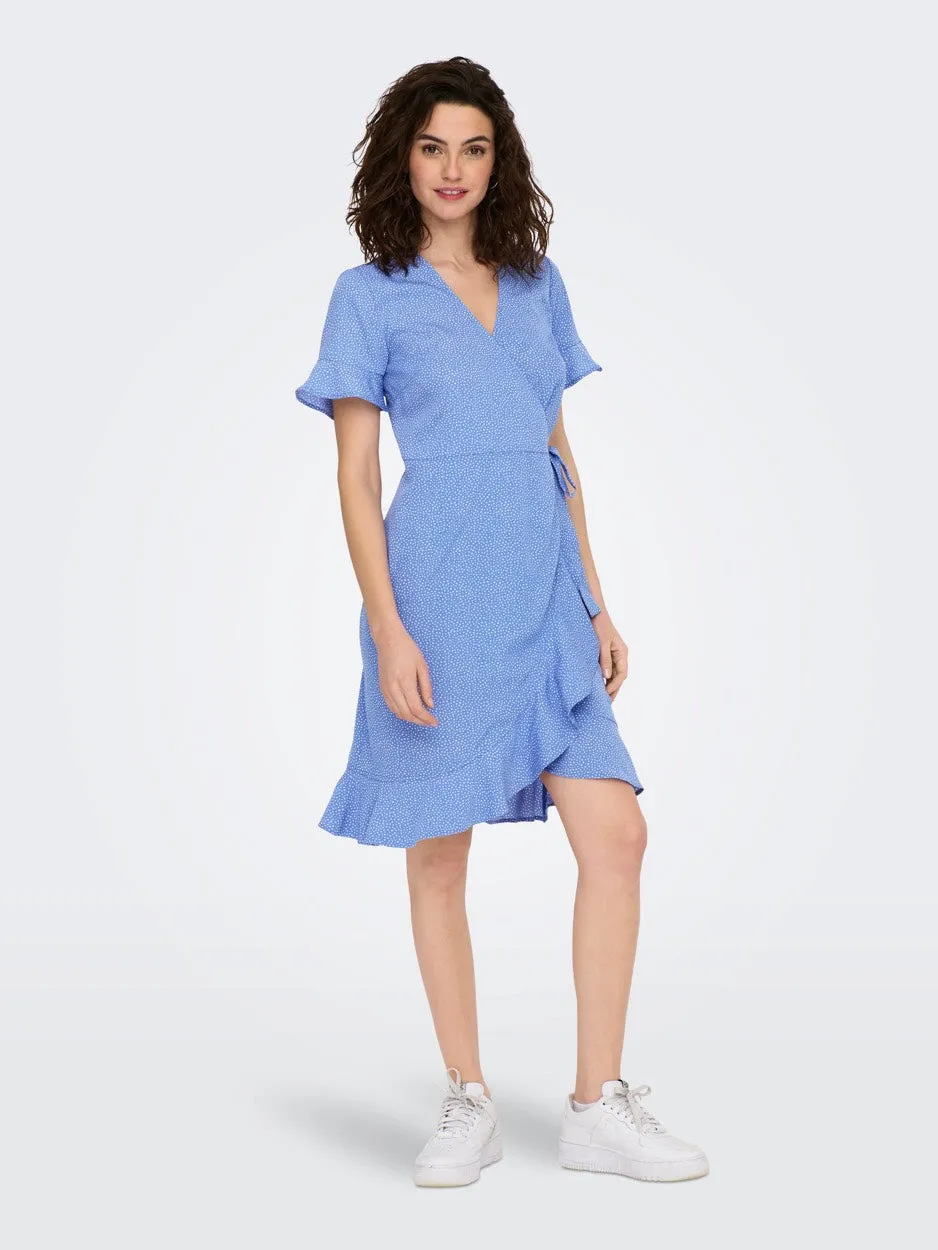 Onlolivia S/s Wrap Dress Wvn Noos - Blauw Dessin