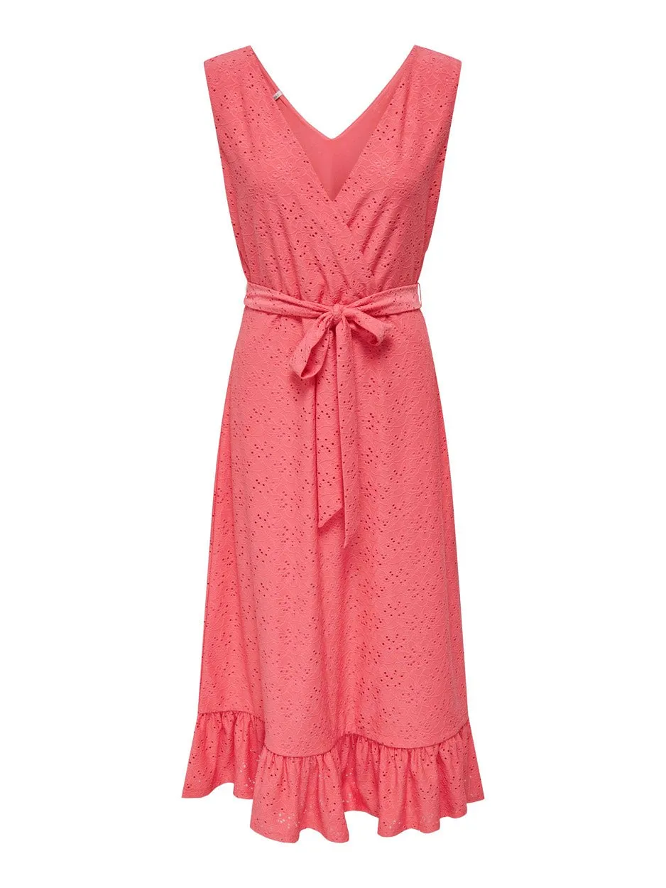 Onlsmilla S/l Midi Dress Cs Jrs - Neon Roze