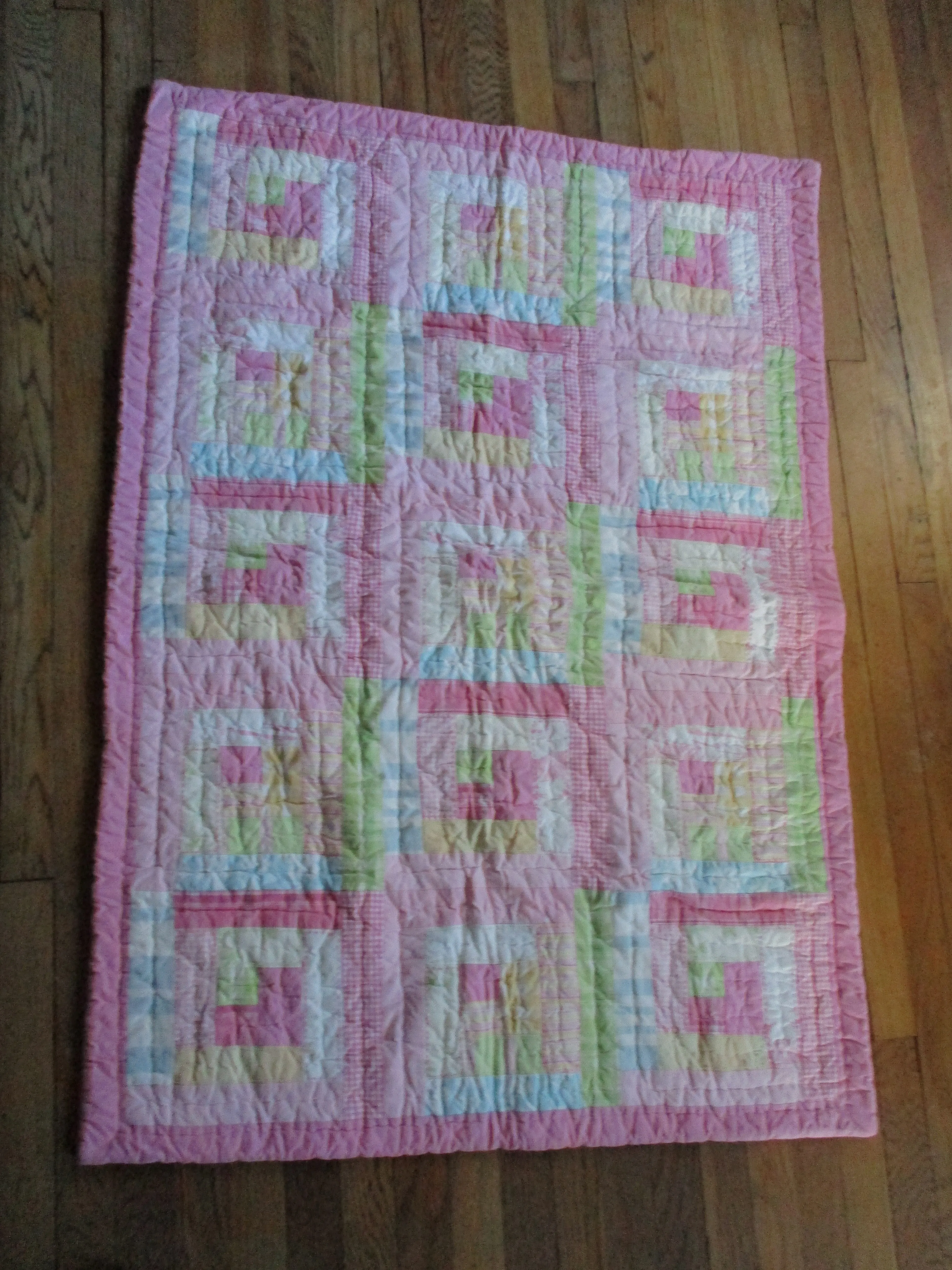 POTTERY BARN KIDS PATCHWORK CHILD QUILT BABY Crib Bedding Cover Throw PINK